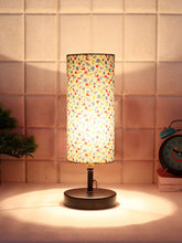 Wood Table Lamp with Multicolor Cotton Shade (ACAP18)